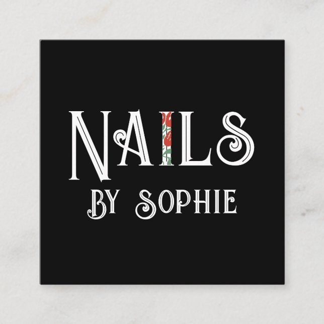 Carte De Visite Carré Nail Tech noir (Devant)