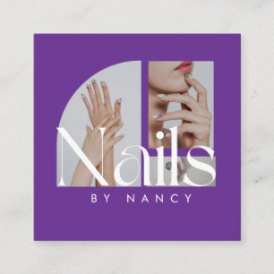 Carte De Visite Carré Nails Photo Collage Purple