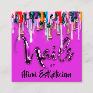 Carte De Visite Carré Nails Studio Artist Nails Script Logo Beauty SPA