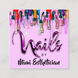 Carte De Visite Carré Nails Studio Artist Nails Script Logo Drivers Pink