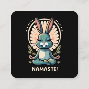Carte De Visite Carré namaste bunny yoga méditation lapin
