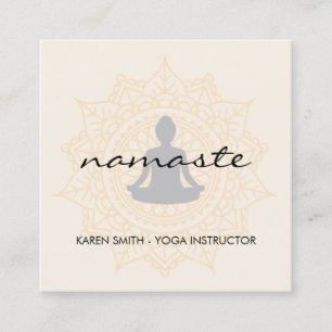 Carte De Visite Carré Namaste Yoga Motif tribal avec position lotus