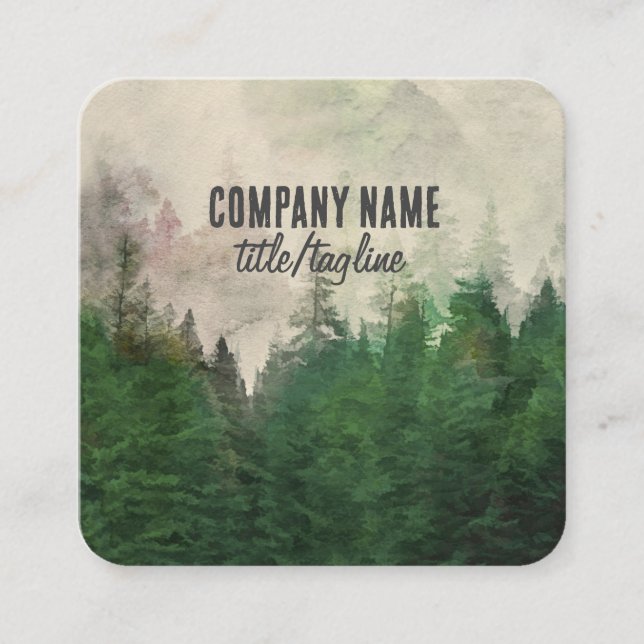 Carte De Visite Carré  nature landscape art  mountain evergreen forest   (Devant)