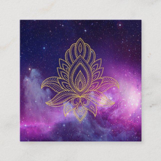 Carte De Visite Carré Nébuleuse sacrée de galaxie cosmique de Hamsa de (Devant)
