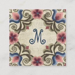 Carte De Visite Carré Needlework Hongrois vintage Dans les couleurs défr