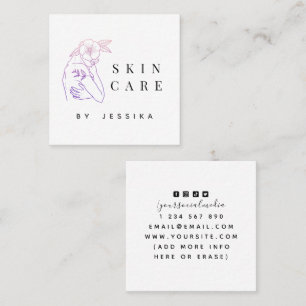 Carte De Visite Carré Neon Girl Esthétique et médias sociaux Skincare Be