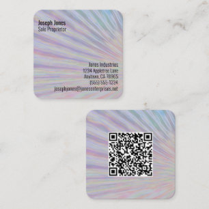 Carte De Visite Carré Neon Rainbow Design QR Code 7 ligne personnalisée