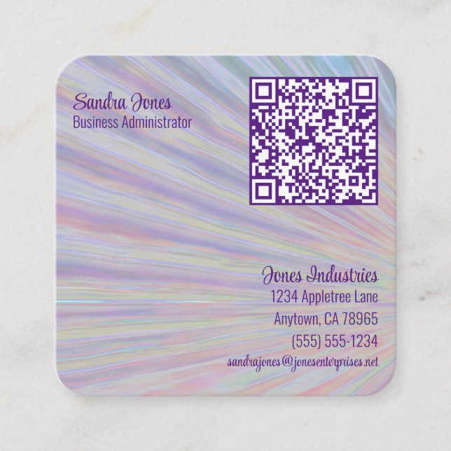 Carte De Visite Carré Neon Swoosh Design QR Code 7 ligne personnalisée (Devant)