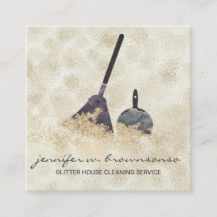 Carte De Visite Carré Nettoyage Janitorial Sparkle Or Maid Boss