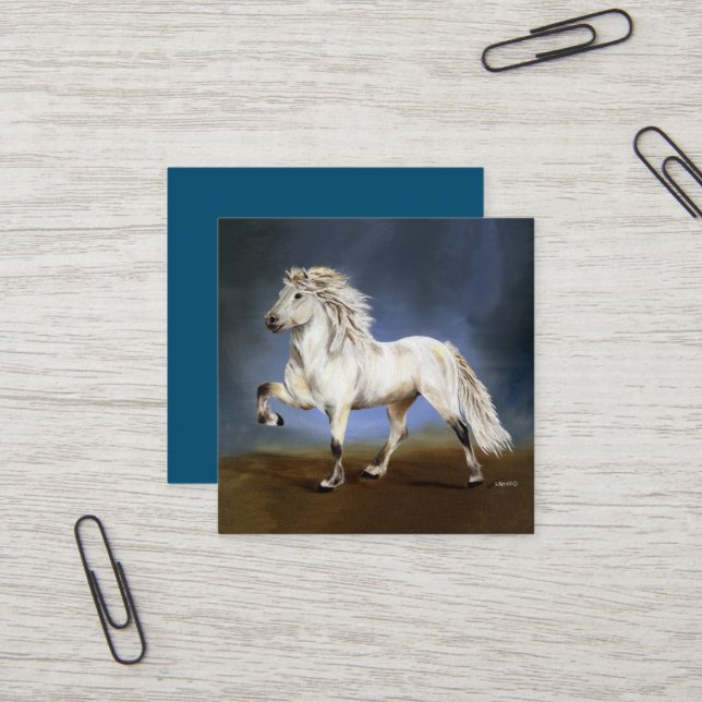 Carte De Visite Carré Nobilité Cheval islandais (Devant/Arrière en situation)