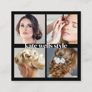 Carte De Visite Carré Noir Ajouter un logo personnalisé Réseau de médias