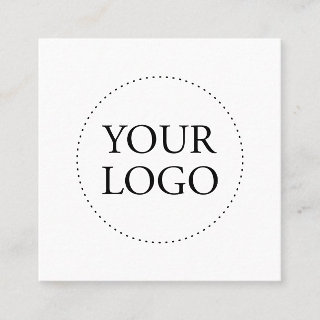 Carte De Visite Carré Noir & Blanc | Logo simple et médias sociaux (Devant)