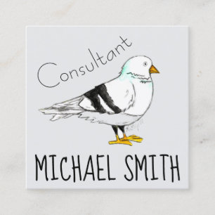 Carte De Visite Carré Noir Blanc New York City Pigeon Seagull Bird NYC