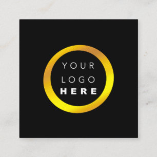 Carte De Visite Carré Noir brillant d'or professionnel minimaliste moder