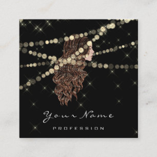 Carte De Visite Carré Noir de carré de sirène de mèches de coiffeur d