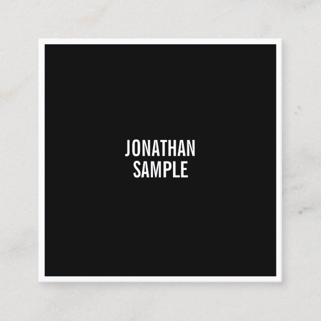 Carte De Visite Carré Noir Et Blanc Minimaliste Créatif Moderne Simple (Devant)