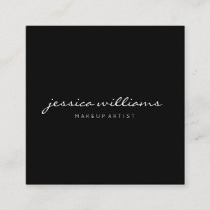 Carte De Visite Carré Noir minimaliste écrit à la main