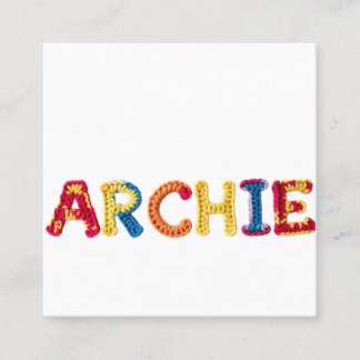 Carte De Visite Carré Nom de l'ARCHIE dans le Motif Crochet dynamique