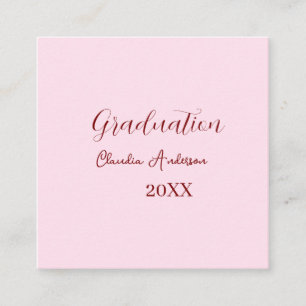 Carte De Visite Carré nom de remise de diplôme promotion 20XX mauve call