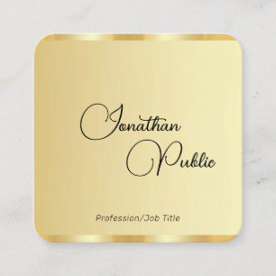 Carte De Visite Carré Nom du script Faux Gold Modèle Modern Professional
