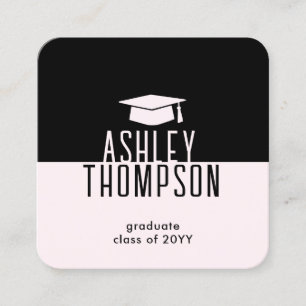 Carte De Visite Carré Nom et coordonnées du diplôme Modern Blush Pink