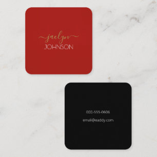 Carte De Visite Carré Nom personnalisé minimaliste Elegant Gold Black