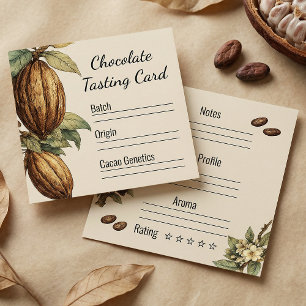 Carte De Visite Carré Notes de dégustation de chocolat artisanal de vint