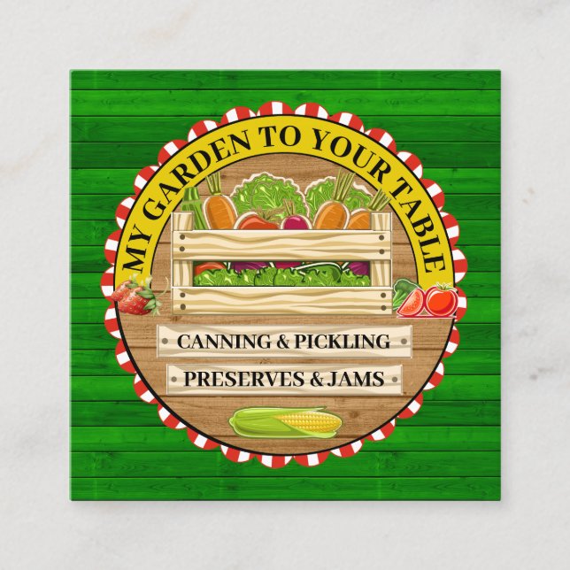 Carte De Visite Carré Nouveau MON JARDIN À VOTRE TABLE (Devant)