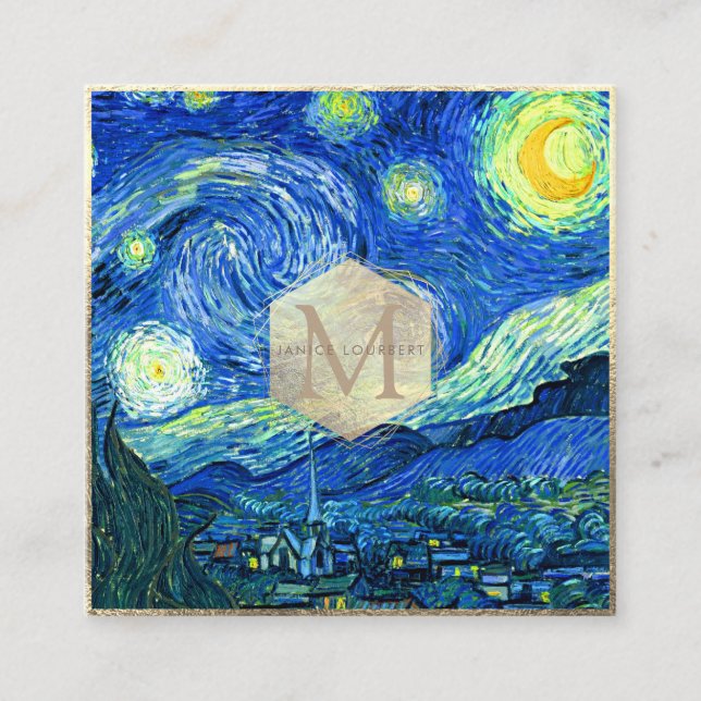 Carte De Visite Carré Nuit Van Gogh Starry (Devant)