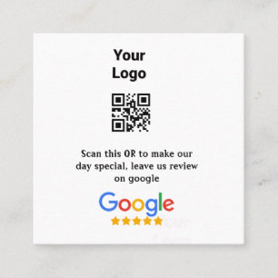 Carte De Visite Carré numérisation de l'avis Google avec QR ajout du nom