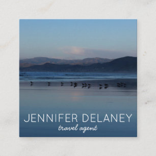 Carte De Visite Carré Ocean Beach Waves Birds Sunset Nature Voyage photo