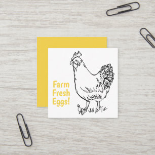 Carte De Visite Carré Oeufs À Vendre Poulet Agritourisme Jaune Frais Noi