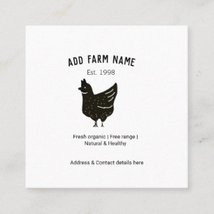 Carte De Visite Carré OEufs de poulet fermier ajouter nom année adresse 