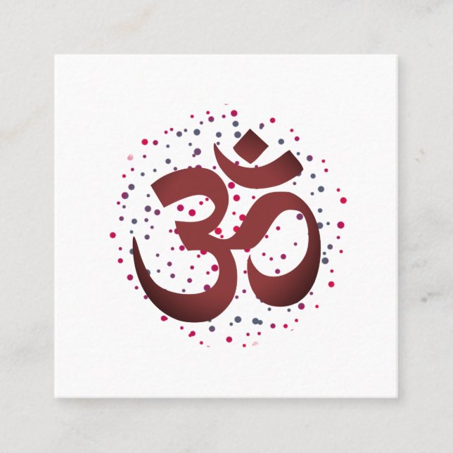 Carte De Visite Carré OM Symbole Yoga Méditation Instructeur (Devant)