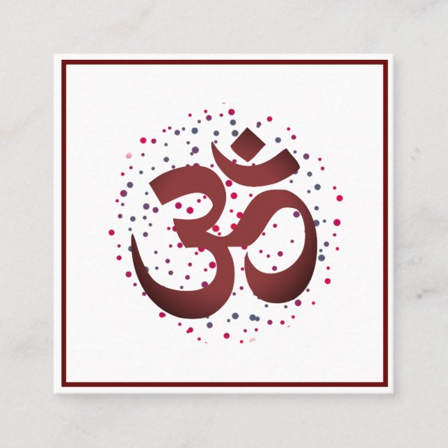 Carte De Visite Carré OM Symbole Yoga Méditation Instructeur (Devant)