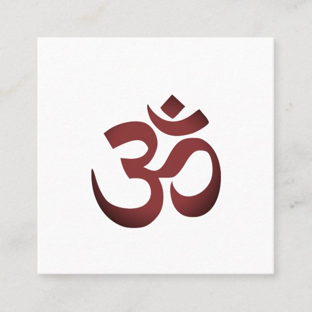 Carte De Visite Carré OM Symbole Yoga Méditation Instructeur (Devant)