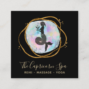 Carte De Visite Carré *~* Opal Aquarelle Capricorne Déesse Mermaid Or