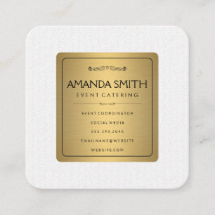 Carte De Visite Carré Or élégant métallisé avec motif ondulé subtil
