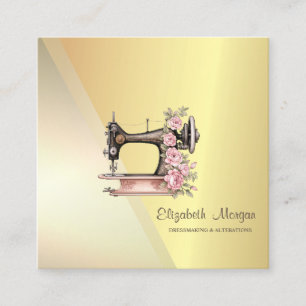 Carte De Visite Carré Or géométrique professionnel moderne et élégant