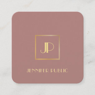 Carte De Visite Carré Or Monogramme Moderne Élégant Modèle Luxe