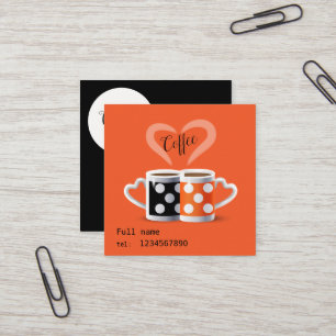 Carte De Visite Carré Orange + Black Coffee Color Design moderne