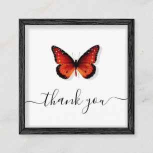 Carte De Visite Carré Orange Papillon Illustration Merci classique