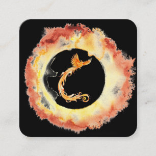 Carte De Visite Carré *~* Orange Red Flamme Phoenix Cercle de feu Noir
