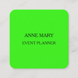 Carte De Visite Carré Organisateur d'événements Néon Vert Mariage Coloré
