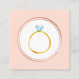 Carte De Visite Carré Organisatrice de mariage en or rose et diamant ros
