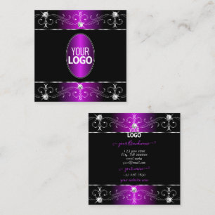 Carte De Visite Carré Ornements Ornat violet noir extravagant Ajouter un