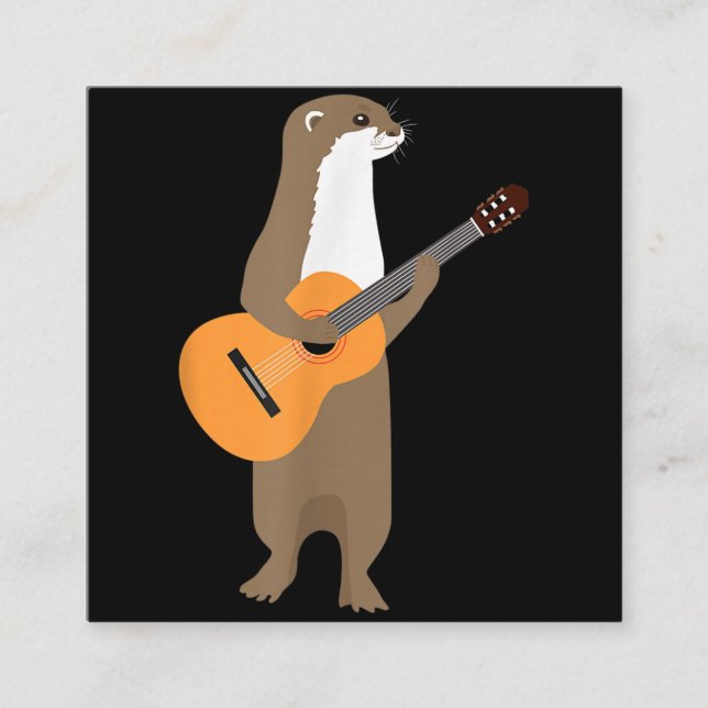 Carte De Visite Carré Otter Gift | Guitare Otter Animal Kids Guitariste (Devant)