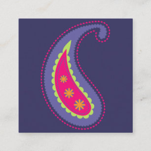 Carte De Visite Carré Paisley violet rose