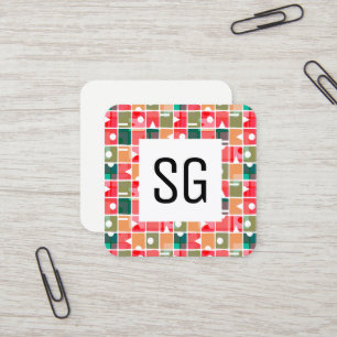 Carte De Visite Carré Panneau carré - Initiales - Abstrait 120623