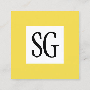 Carte De Visite Carré Panneau carré - Initiales - Jaune